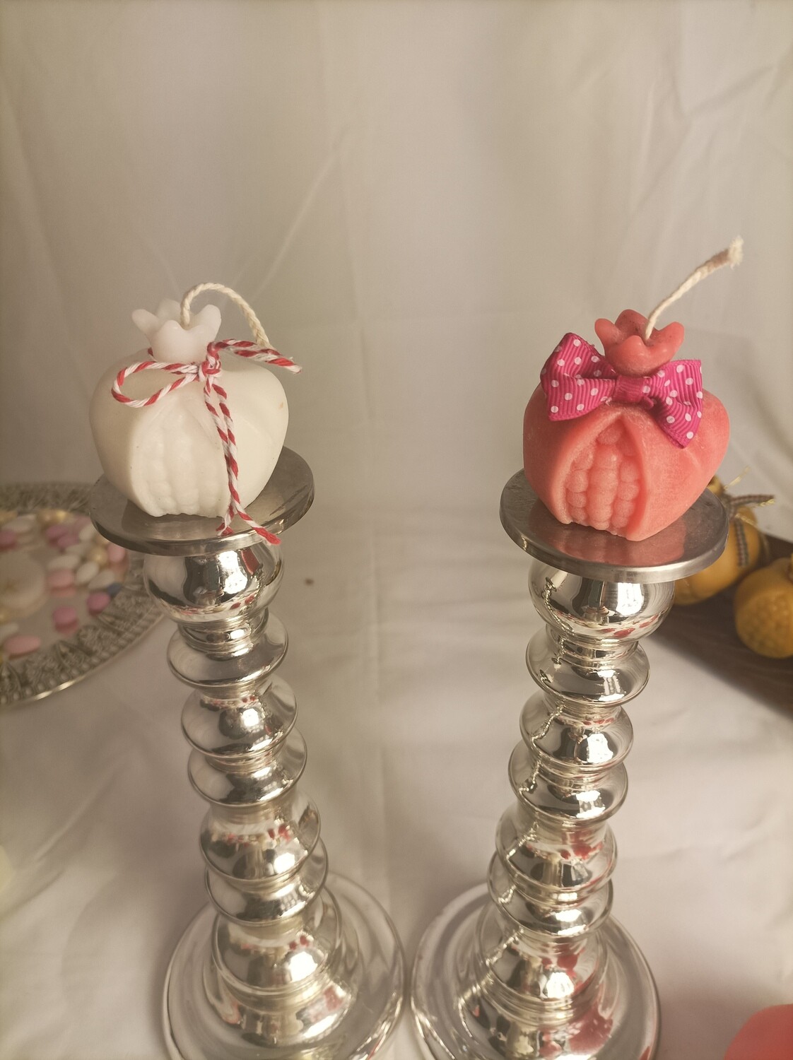 Set of two small pomegranate candles