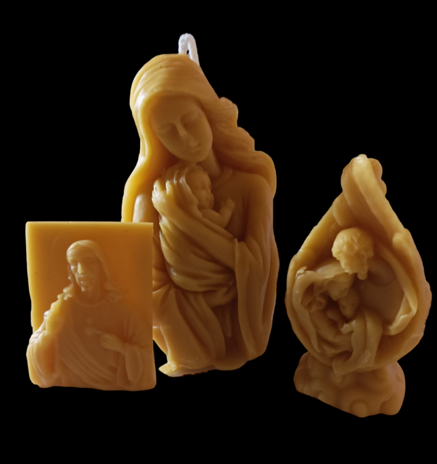 Gift set, 3 religious pure beeswax candles