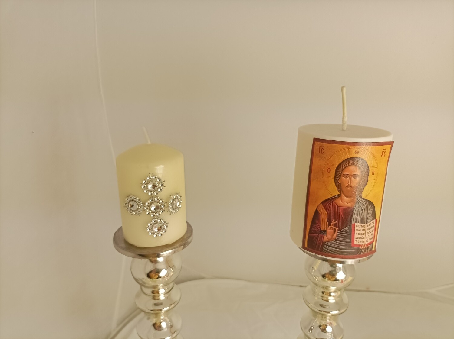 Set of two religious  candles