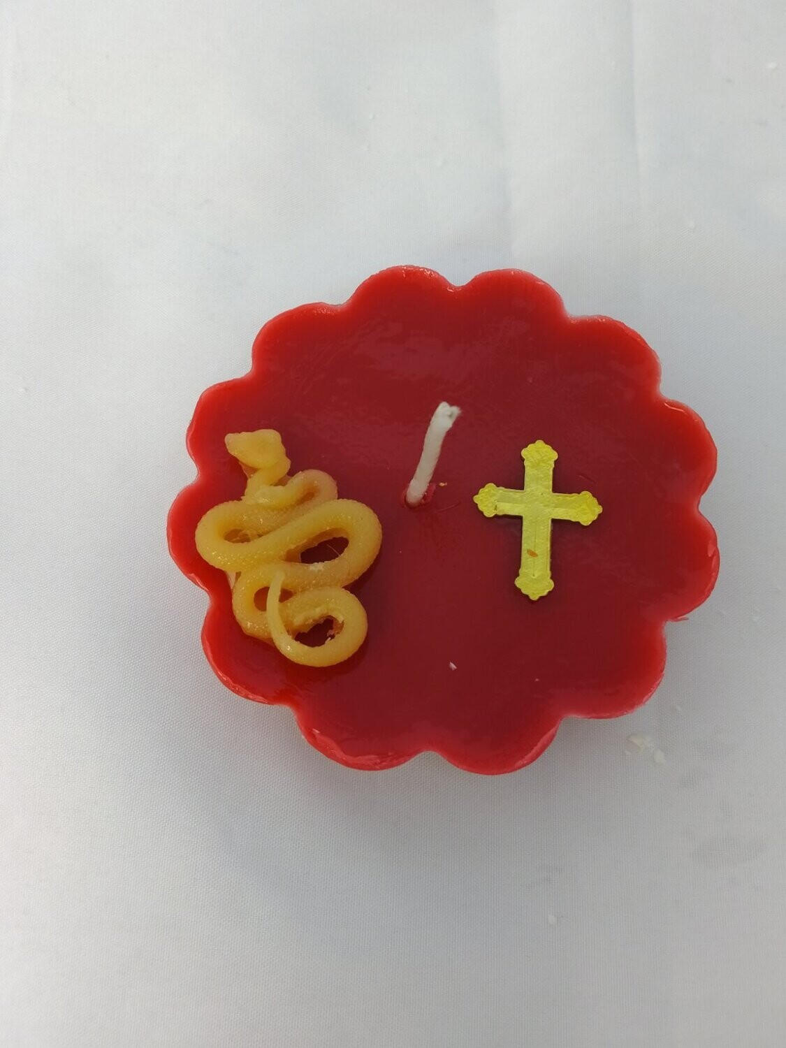 Candle with beeswax snake