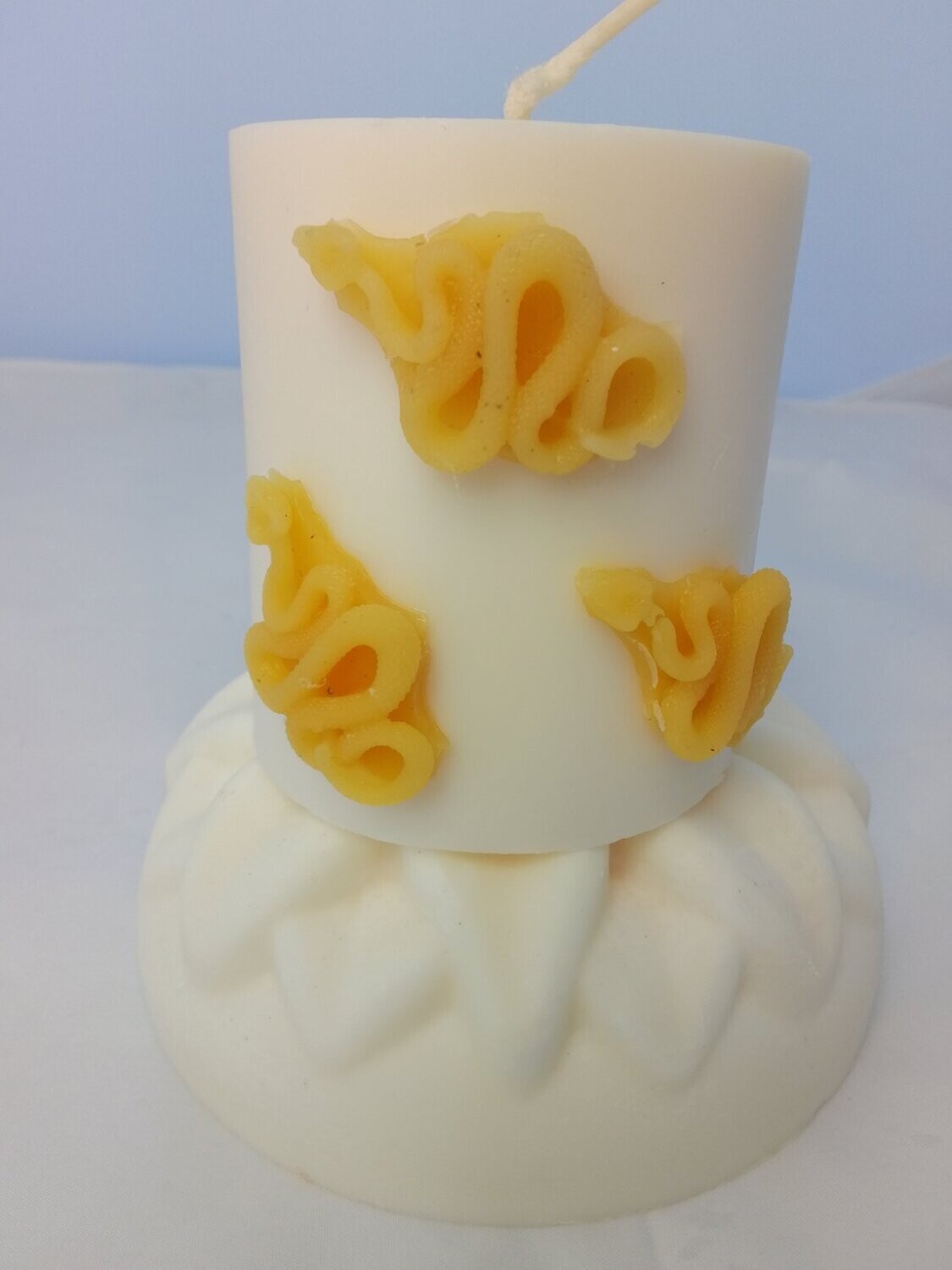 Handmade Candle with 3 beeswax snakes