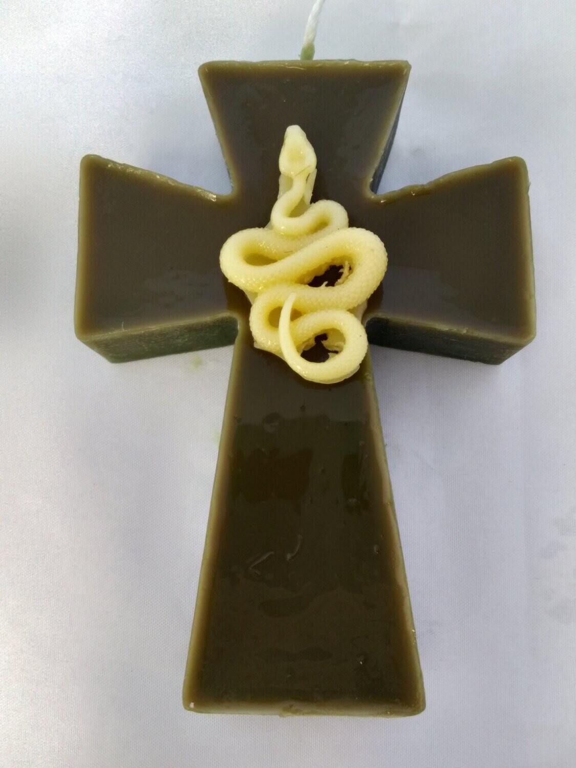 pure beeswax cross candle with snake
