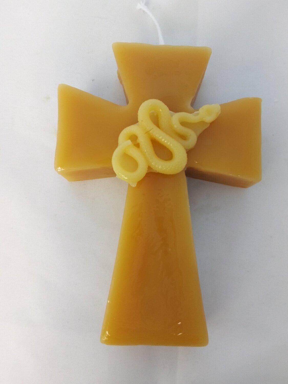pure beeswax cross candle with snake