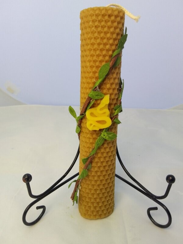 Candle, lambada, handmade, from pure honeycomb, 20x4cm, with a beeswax snake