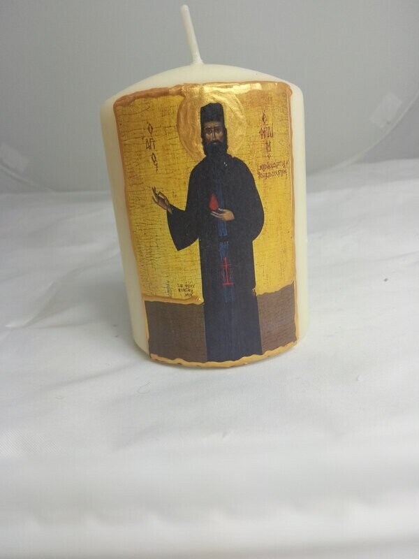 Candle with Saint Efraim , handmade Candle with Saint Efraim , handmade
