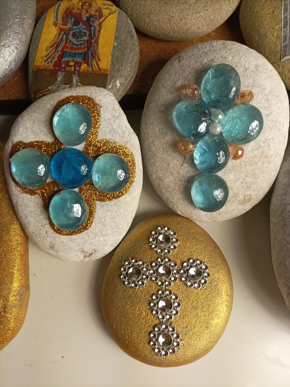 Set of 3 religious theme sea stones