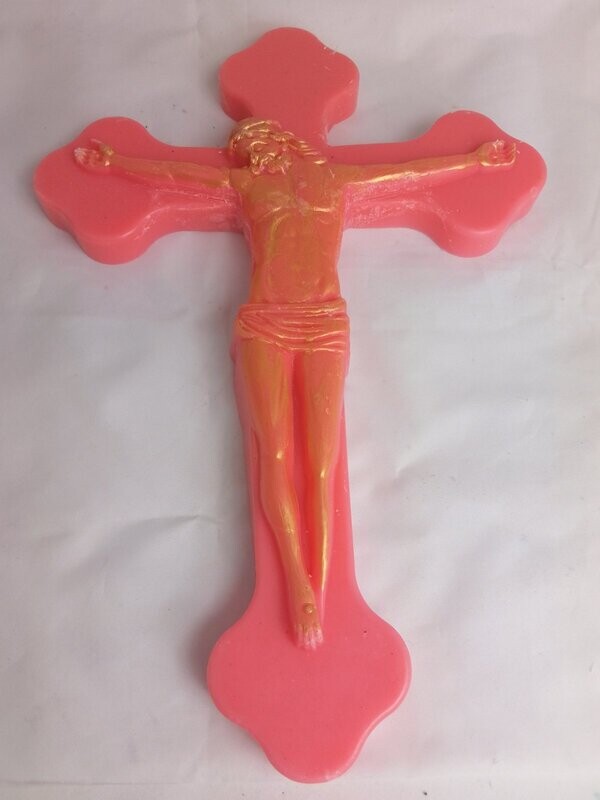 Big wax cross with golden finish