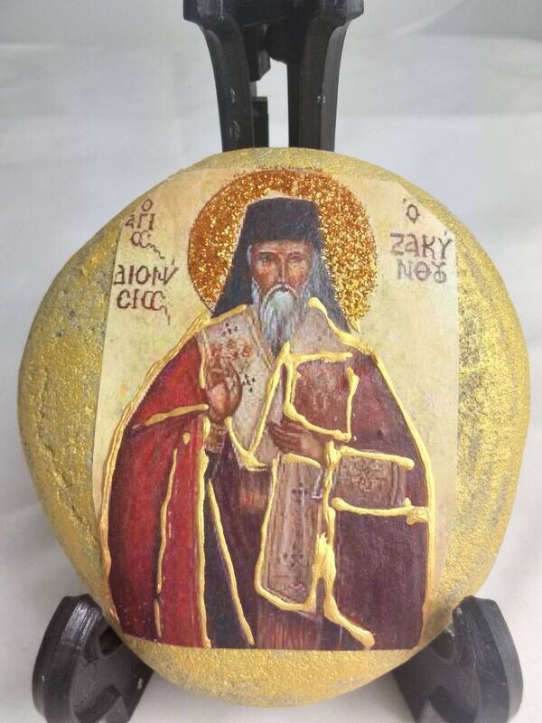 Saint Dionisios of Zante at a sea stone Saint Dionisios of Zante at a sea stone
