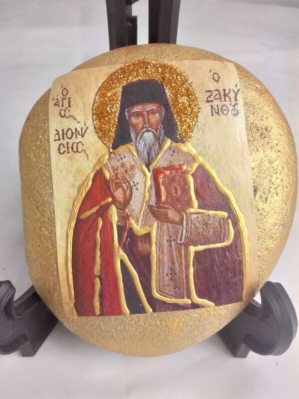 Saint Dionisios of Zante at a sea stone Saint Dionisios of Zante at a sea stone