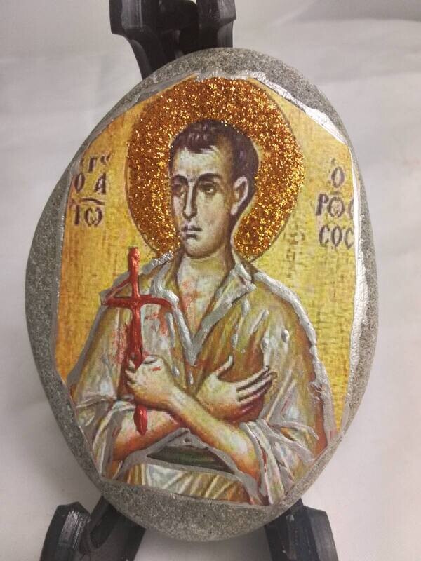 Saint John the Russian at a sea stone Saint John the Russian at a sea stone