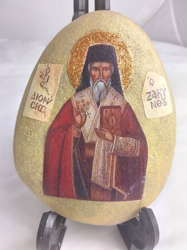 Saint Dionisios of Zante at a sea stone Saint Dionisios of Zante at a sea stone