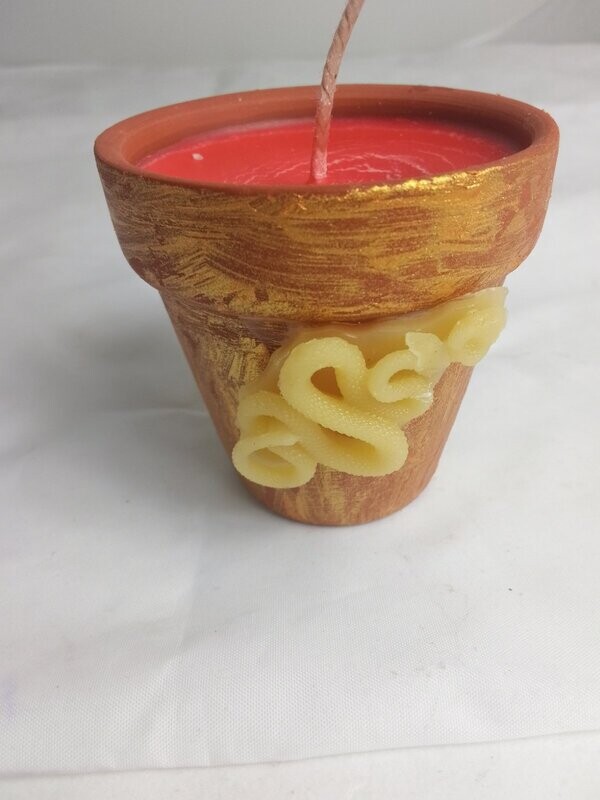 Small handmade vase with candle and a beeswax snake Small handmade vase with candle and a beeswax snake