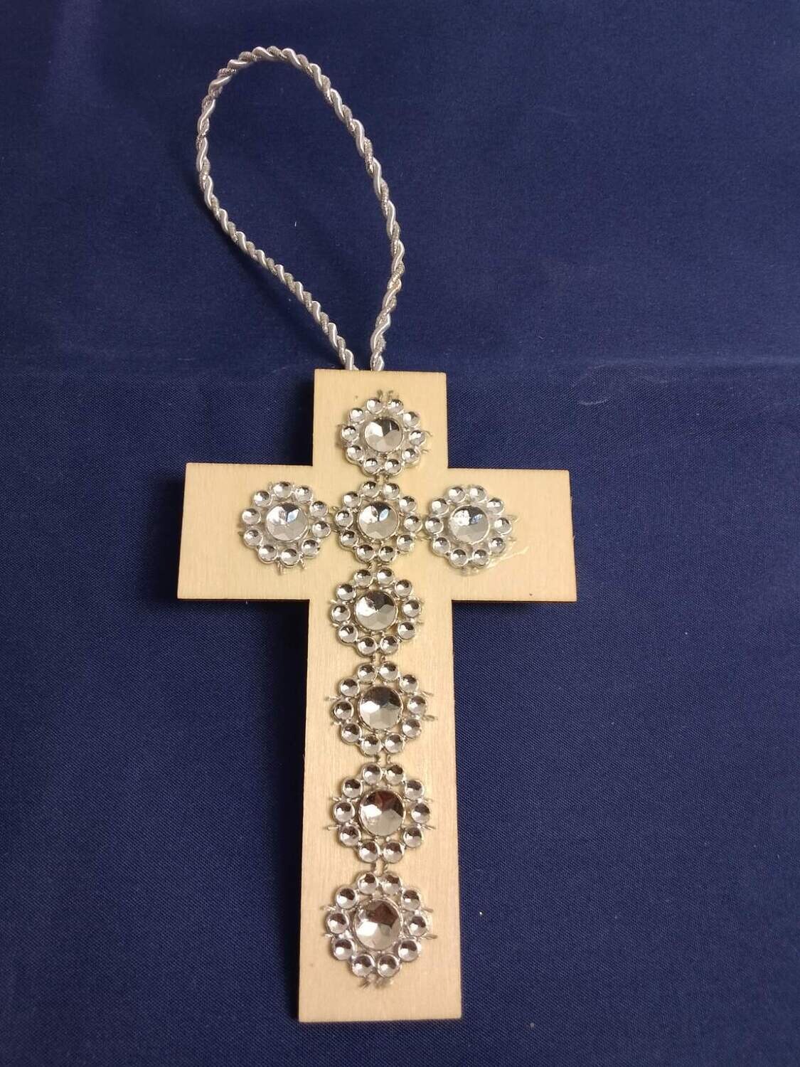 Handmade decorative wooden cross ,11x7cm, with tassel