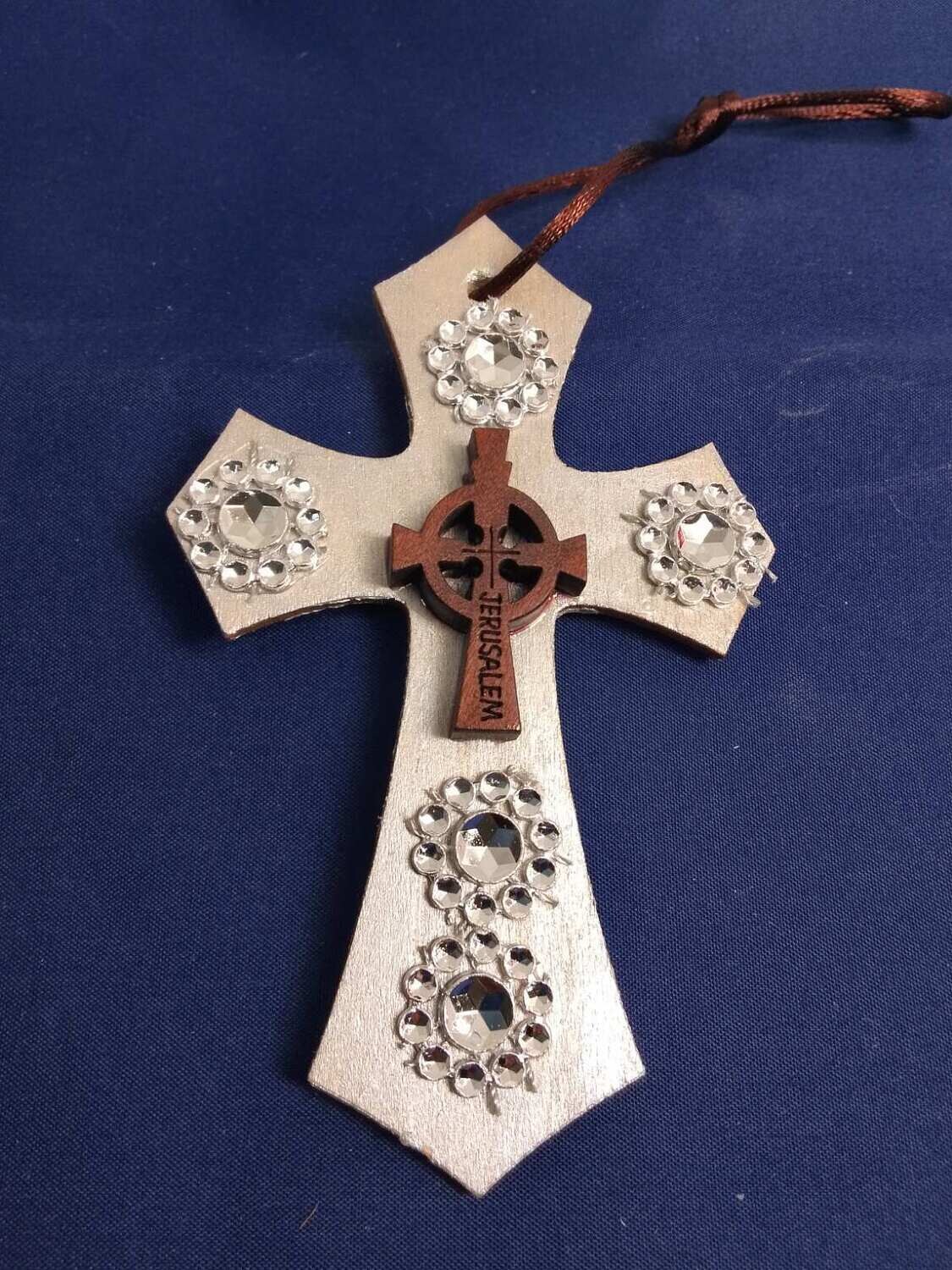 Handmade decorative wooden cross ,11x7cm