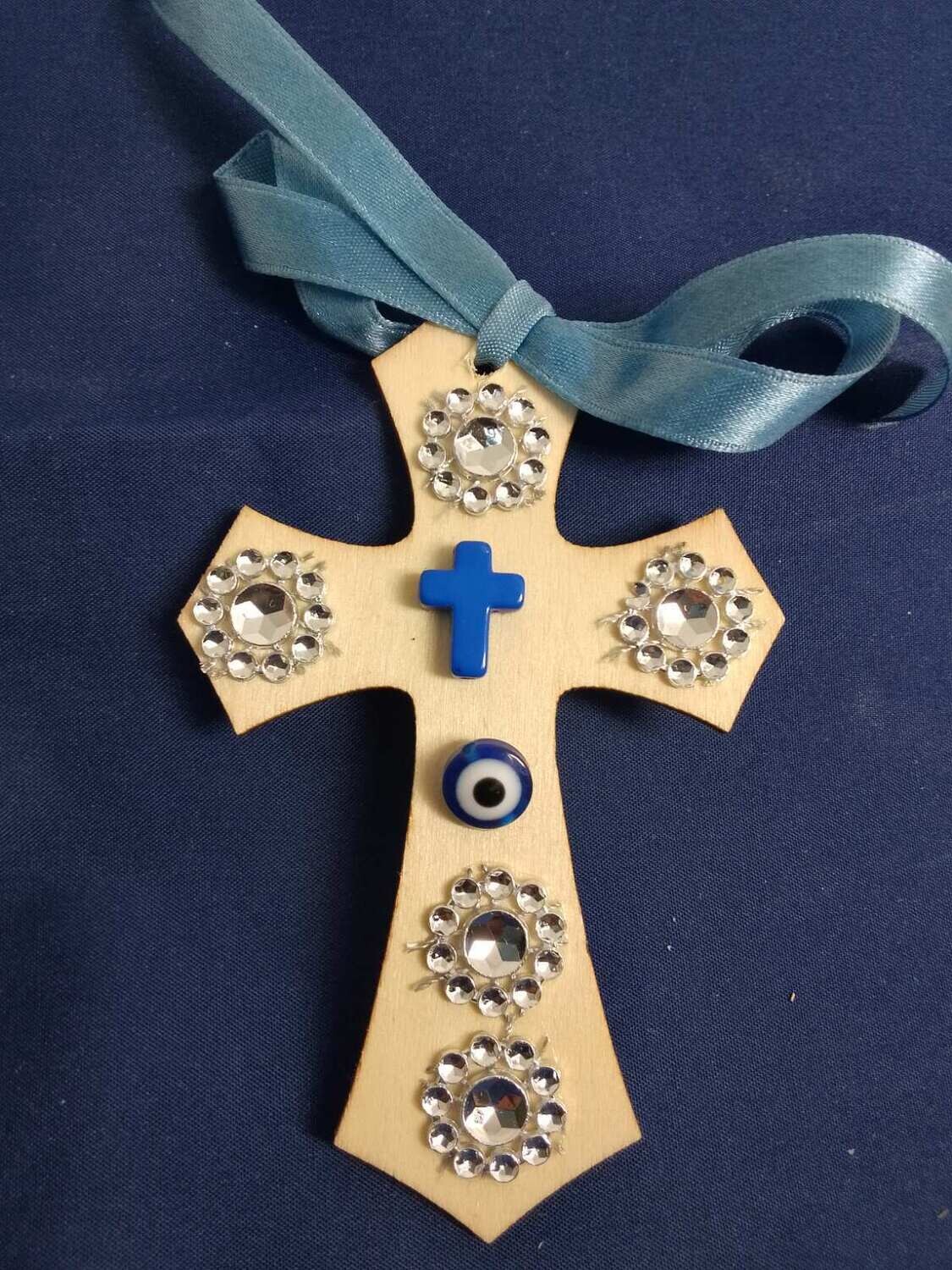Handmade decorative wooden cross ,11x7cm
