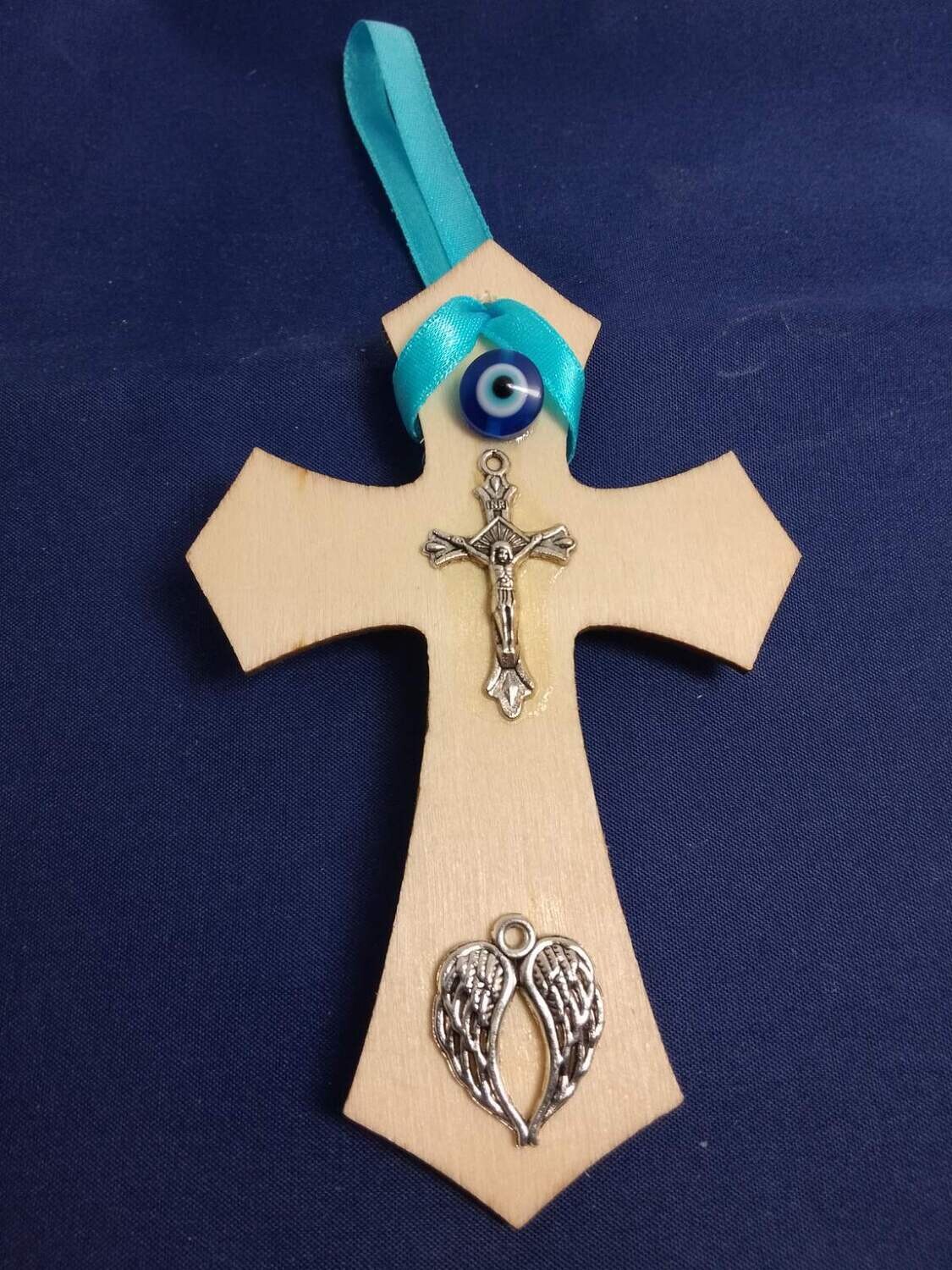 Handmade decorative wooden cross ,11x7cm