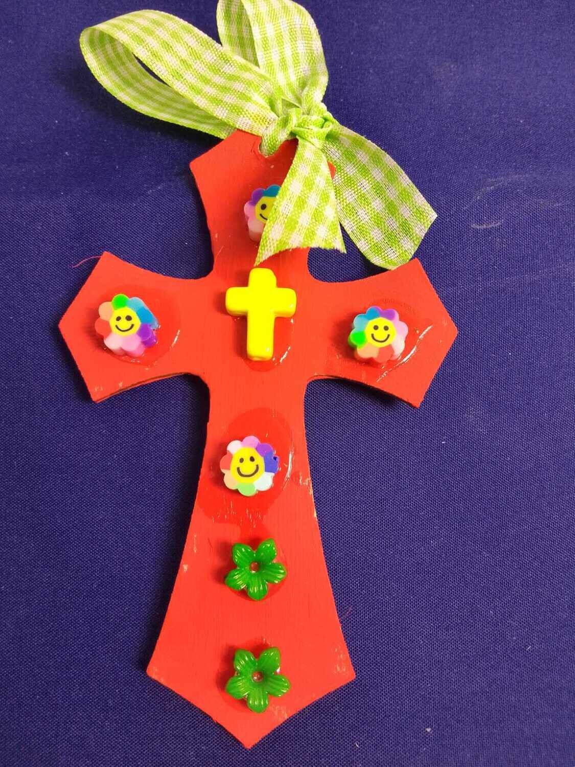 Handmade decorative wooden cross ,11x7cm