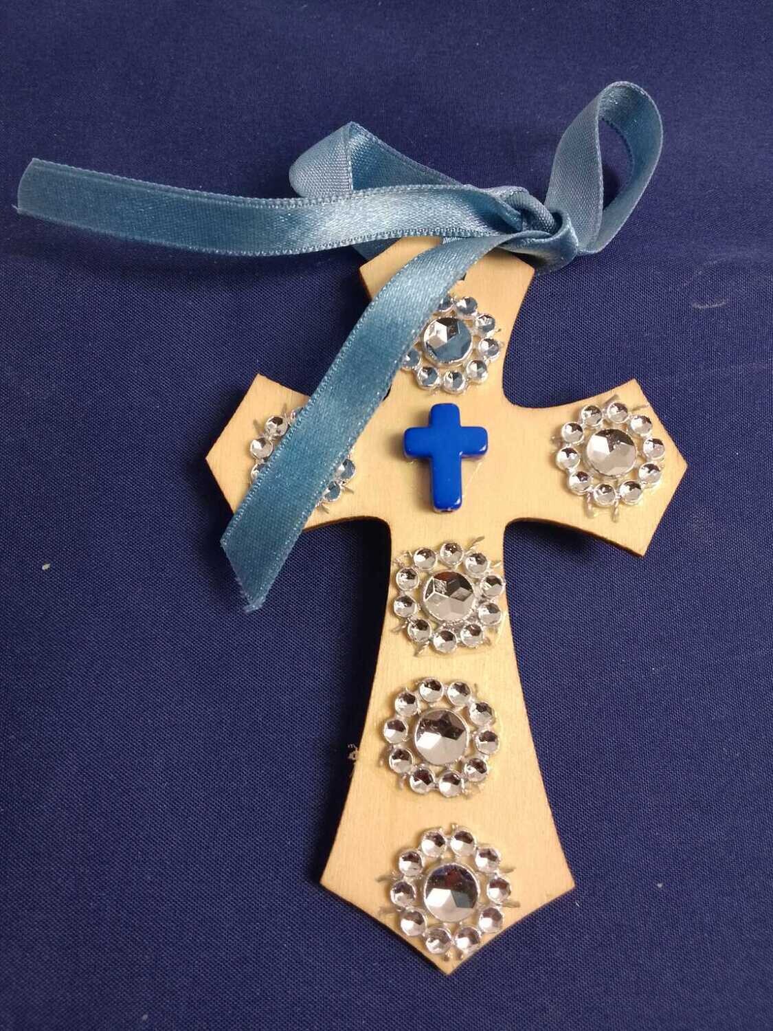 Handmade decorative wooden cross ,11x7cm