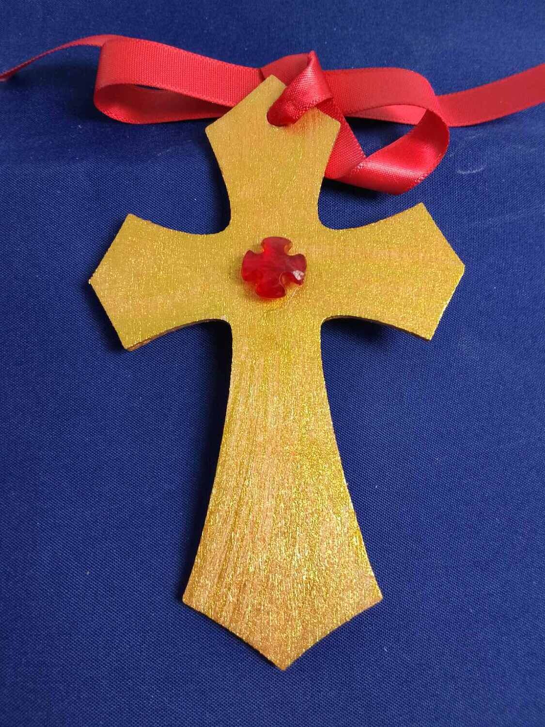 Handmade decorative wooden cross ,11x7cm