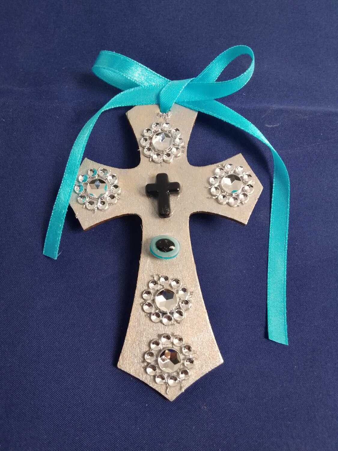Handmade decorative wooden cross ,11x7cm