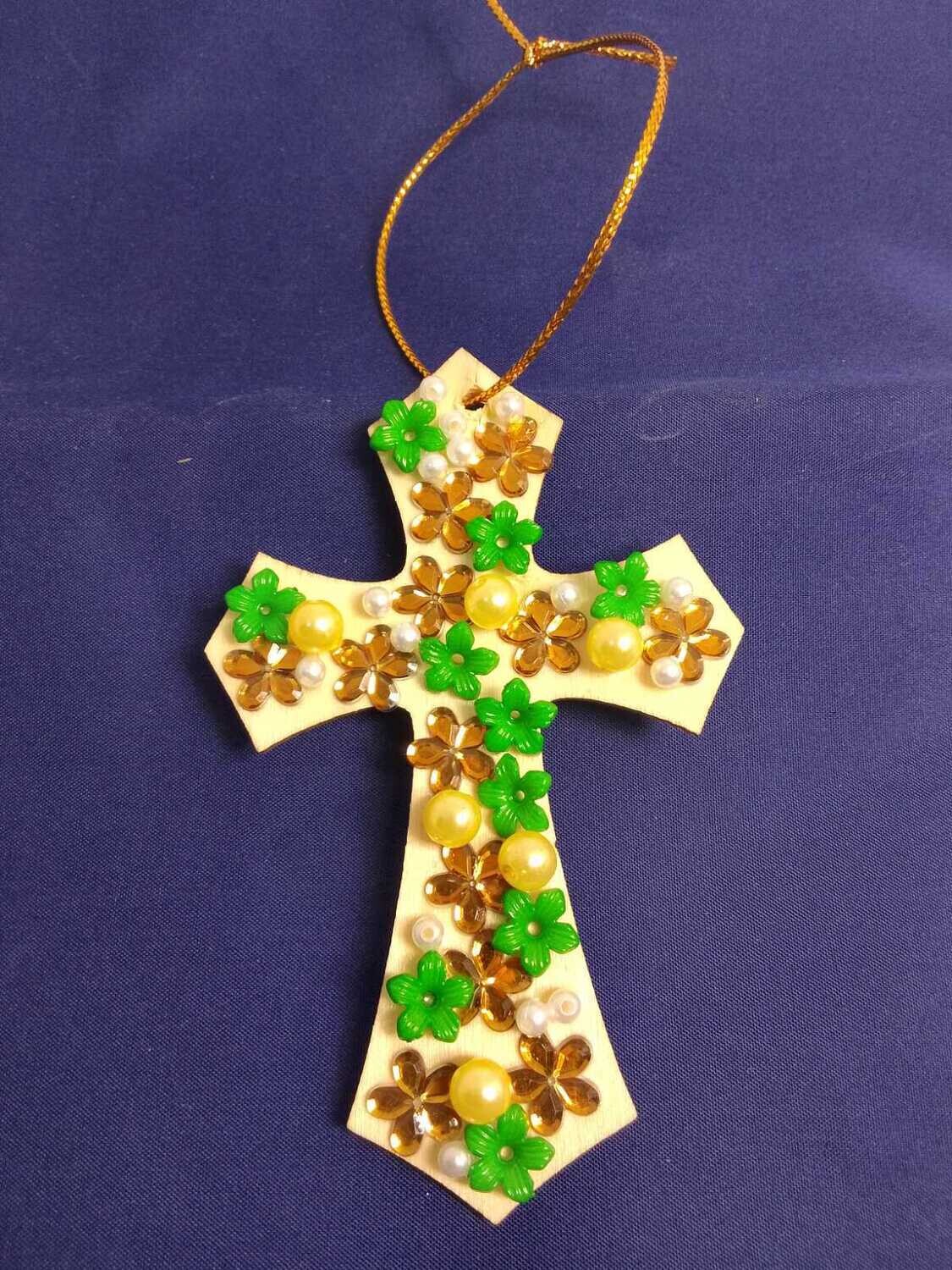 Handmade decorative wooden cross ,11x7cm