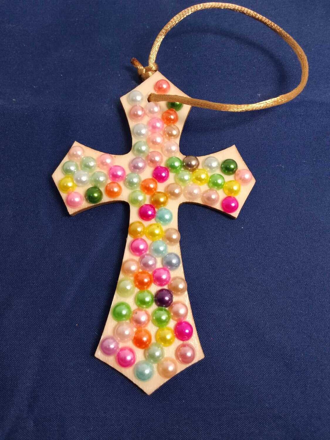 Handmade decorative wooden cross ,11x7cm