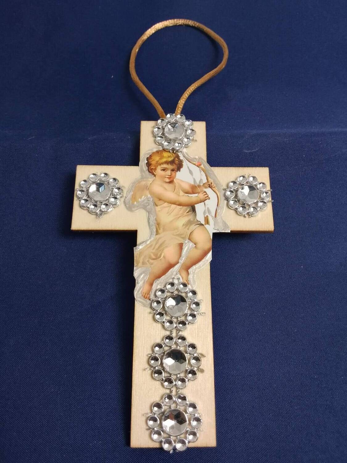 Handmade decorative wooden cross ,11x7cm