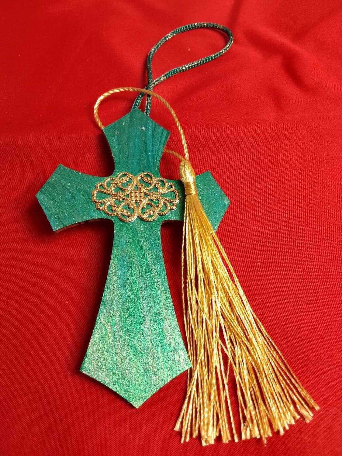 Handmade decorative wooden cross ,11x7cm