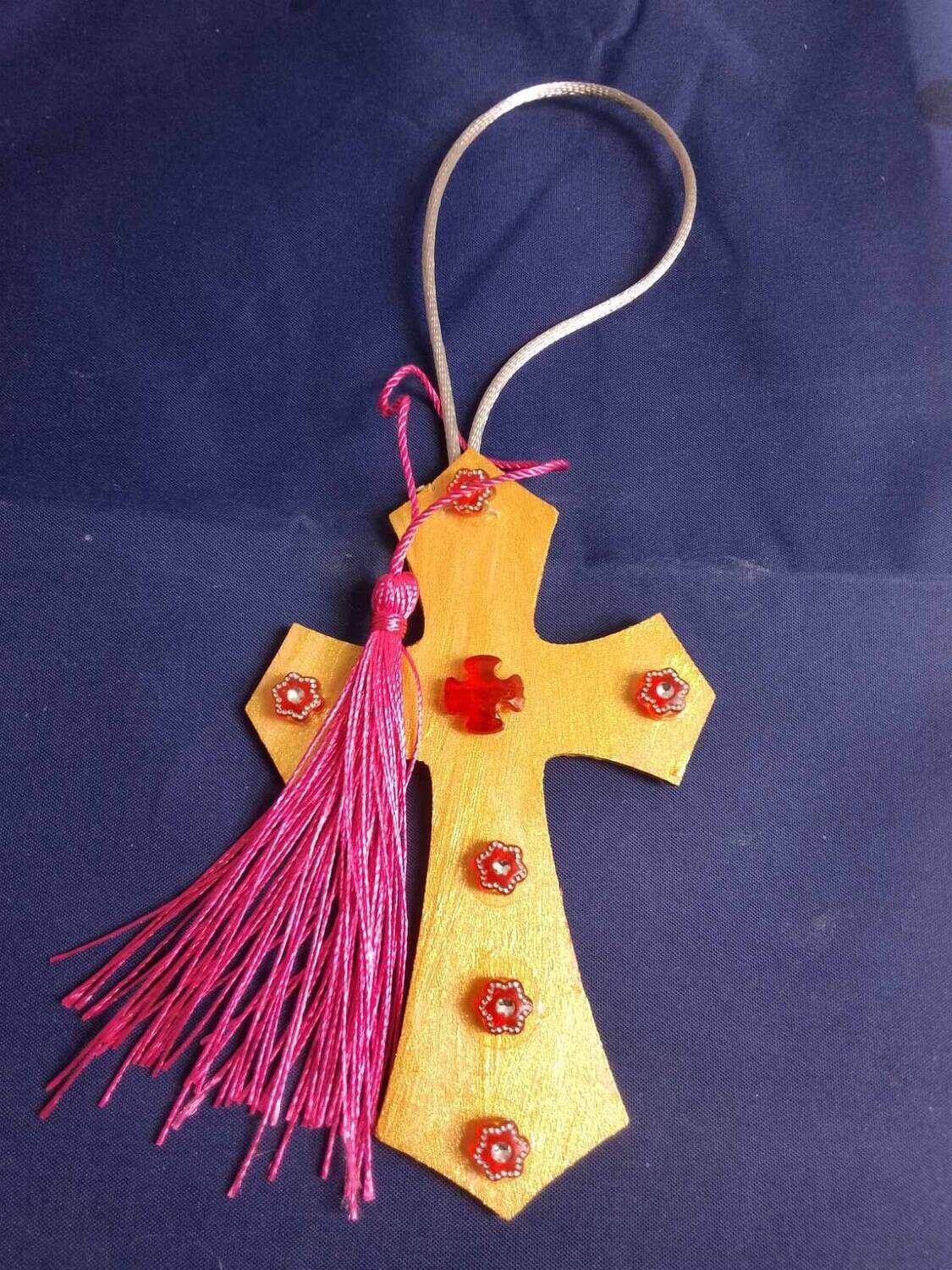 Handmade decorative wooden cross ,11x7cm