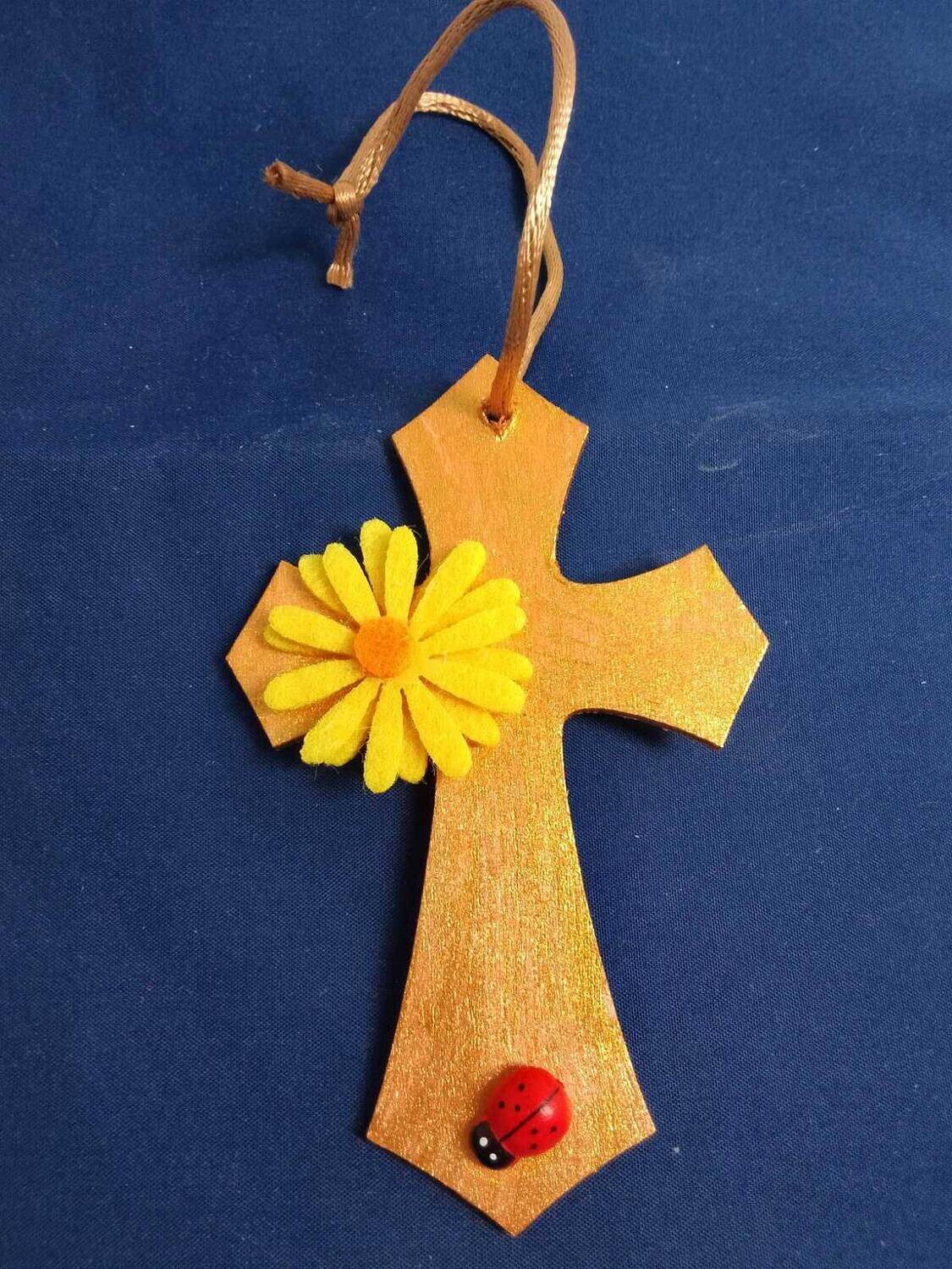 Handmade decorative wooden cross ,11x7cm
