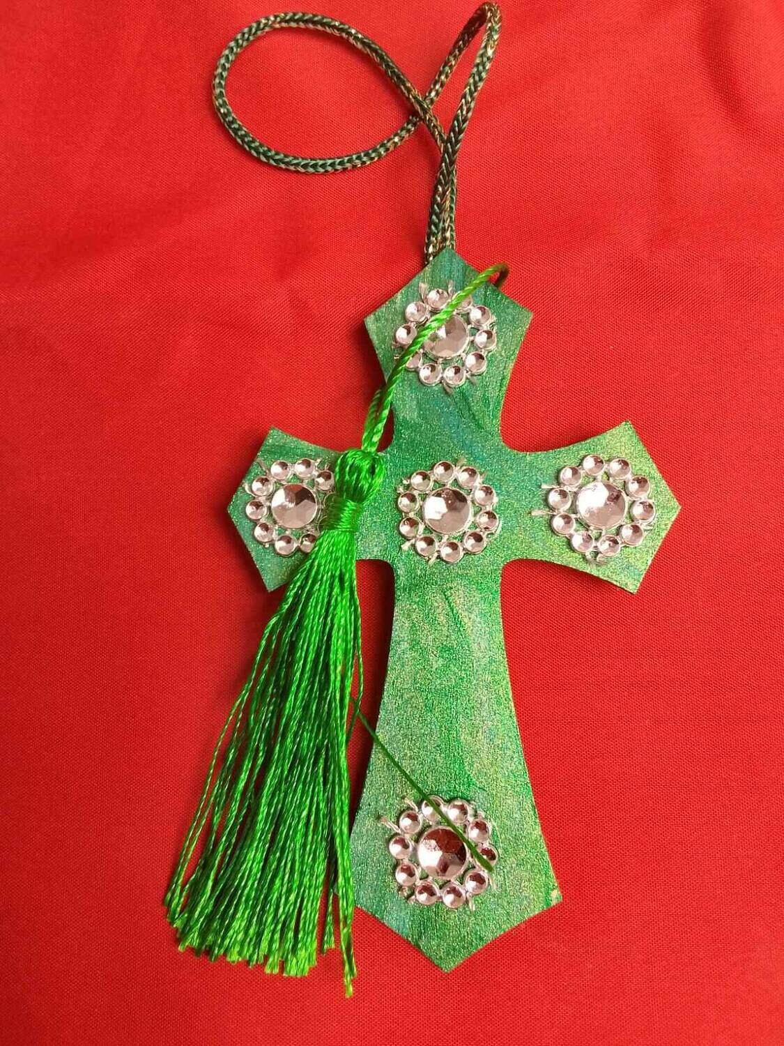 Handmade decorative wooden cross ,11x7cm