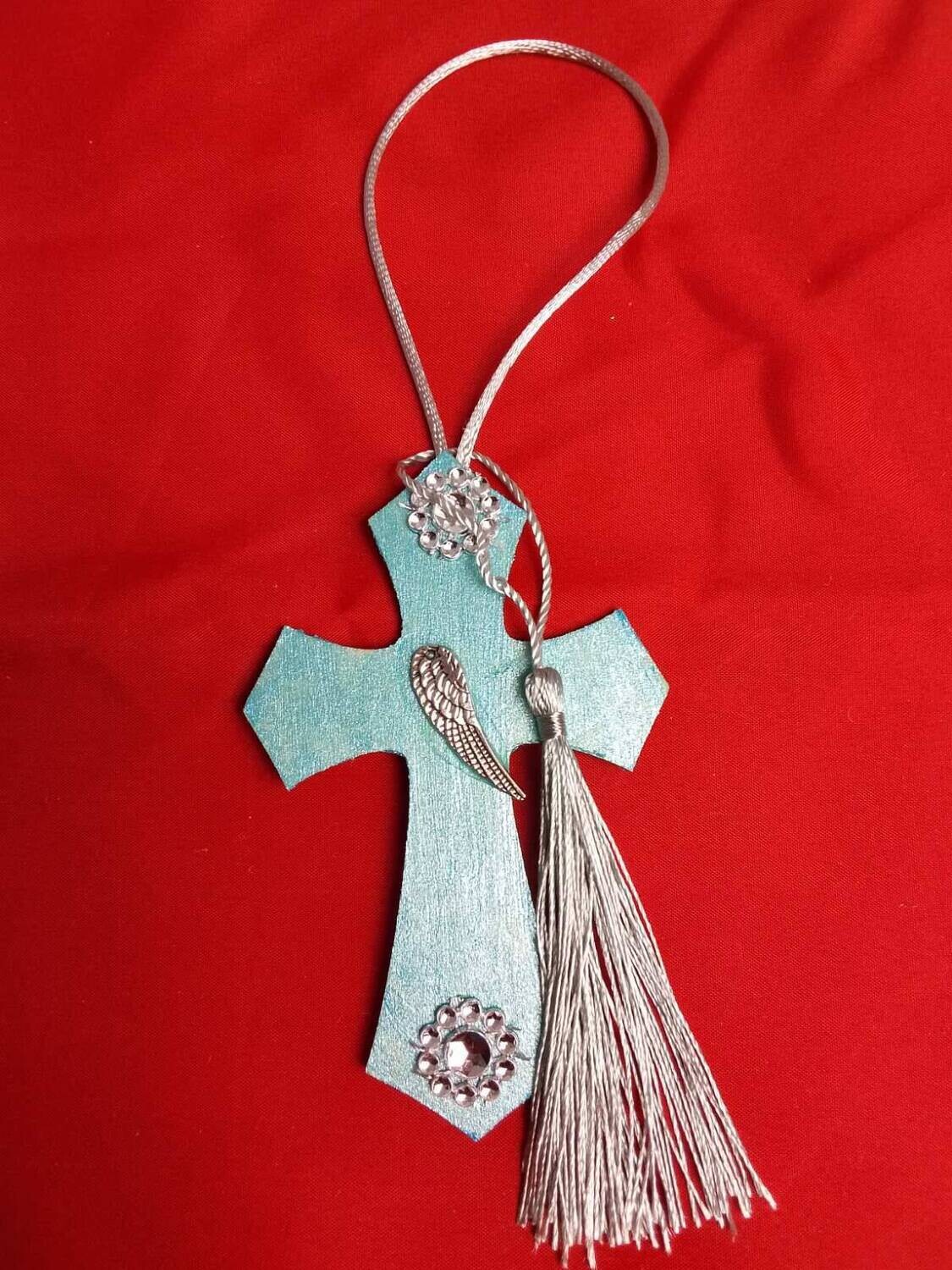 Handmade decorative wooden cross ,11x7cm