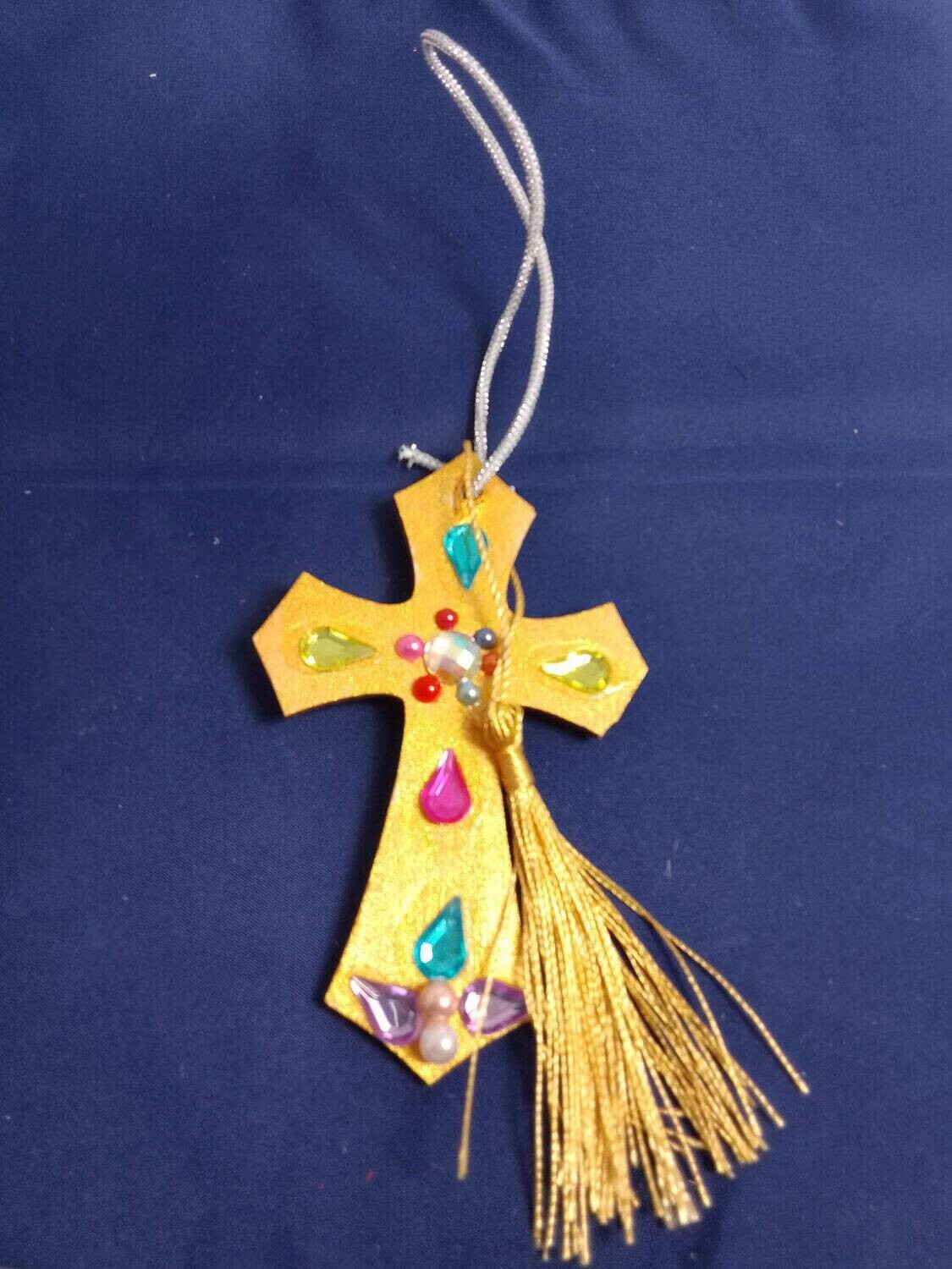 Handmade decorative wooden cross ,11x7cm