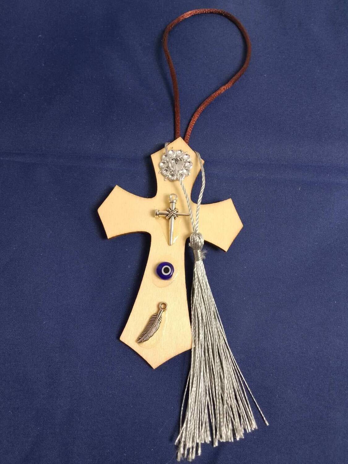 Handmade decorative wooden cross ,11x7cm