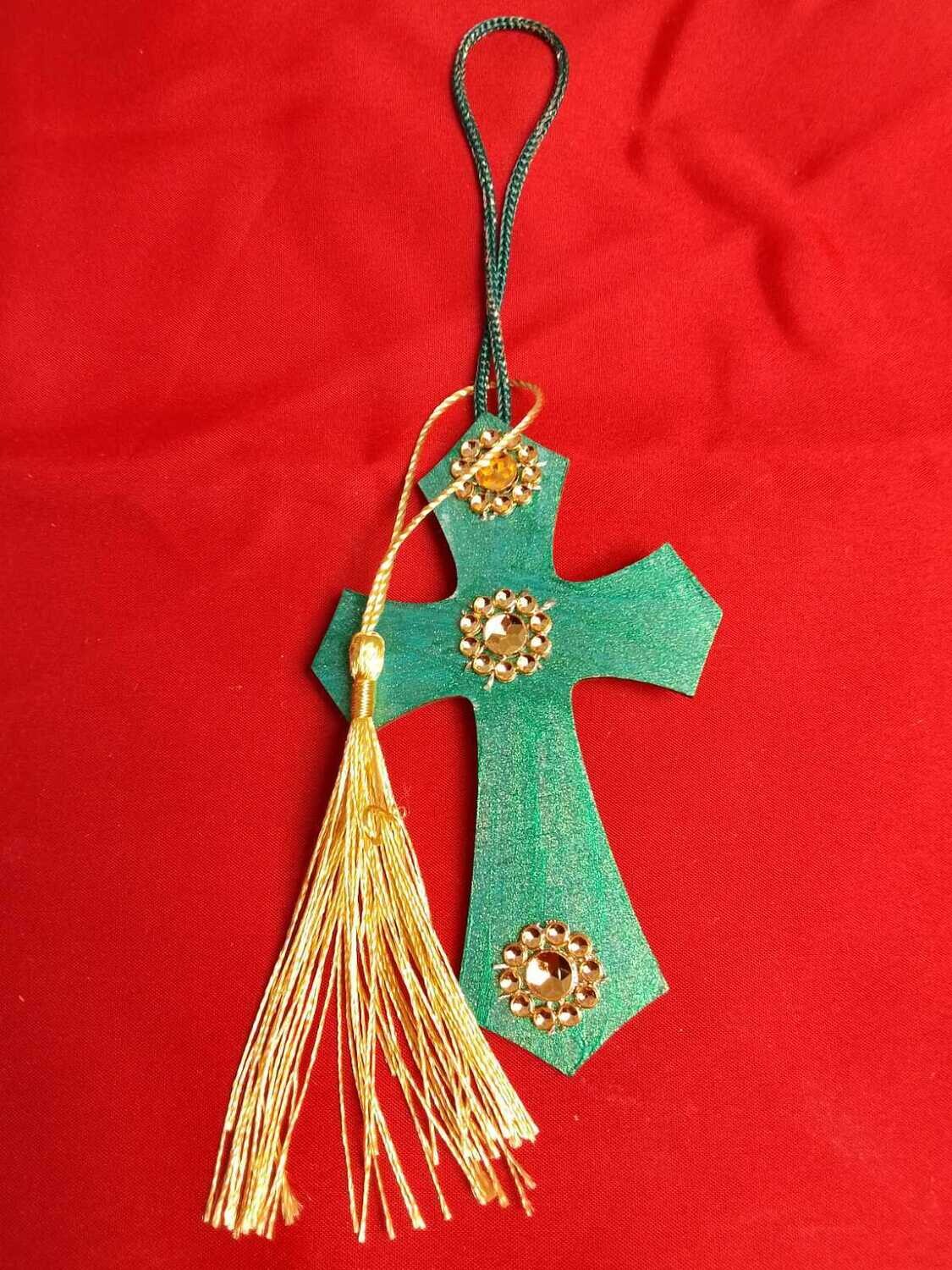 Handmade decorative wooden cross ,11x7cm