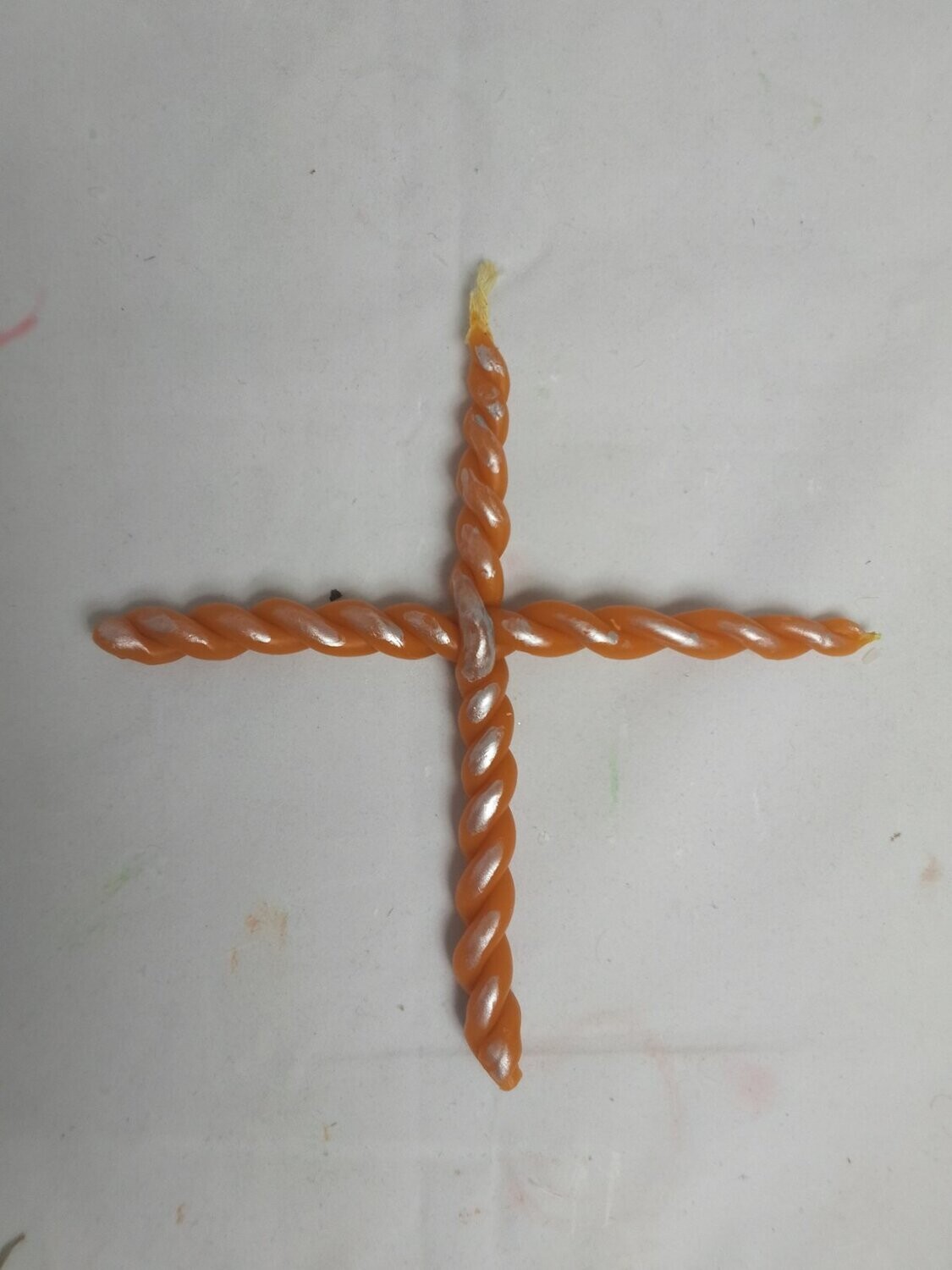 Handmade Pure beeswax knitted cross  candle