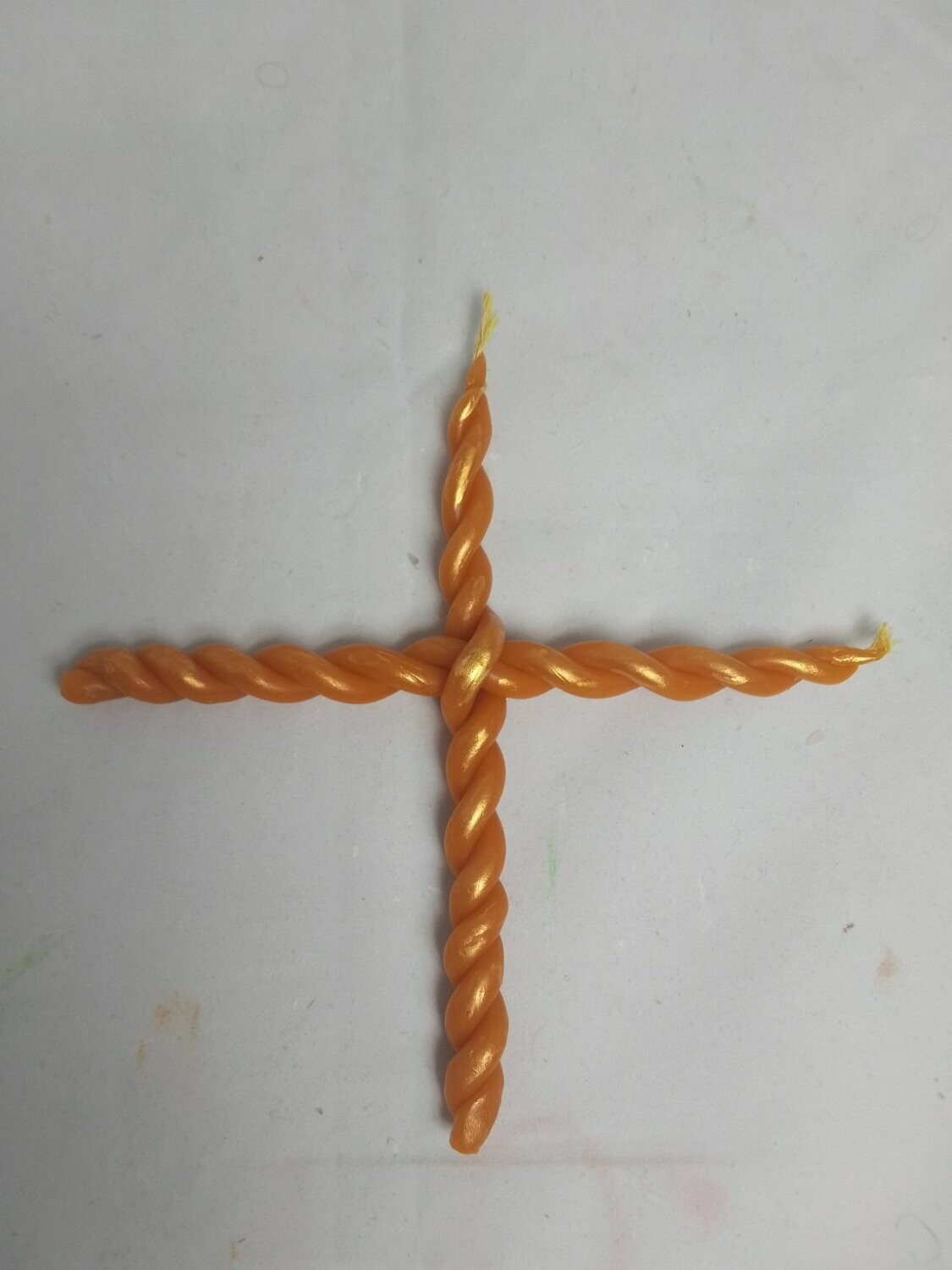 Handmade Pure beeswax knitted cross  candle