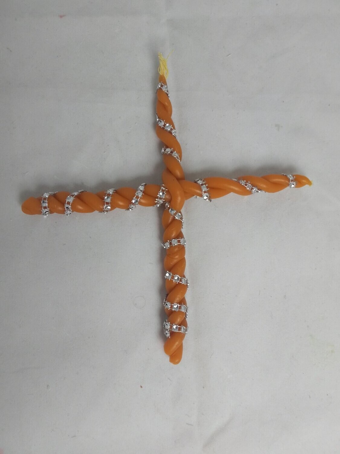Handmade Pure beeswax knitted cross  candle