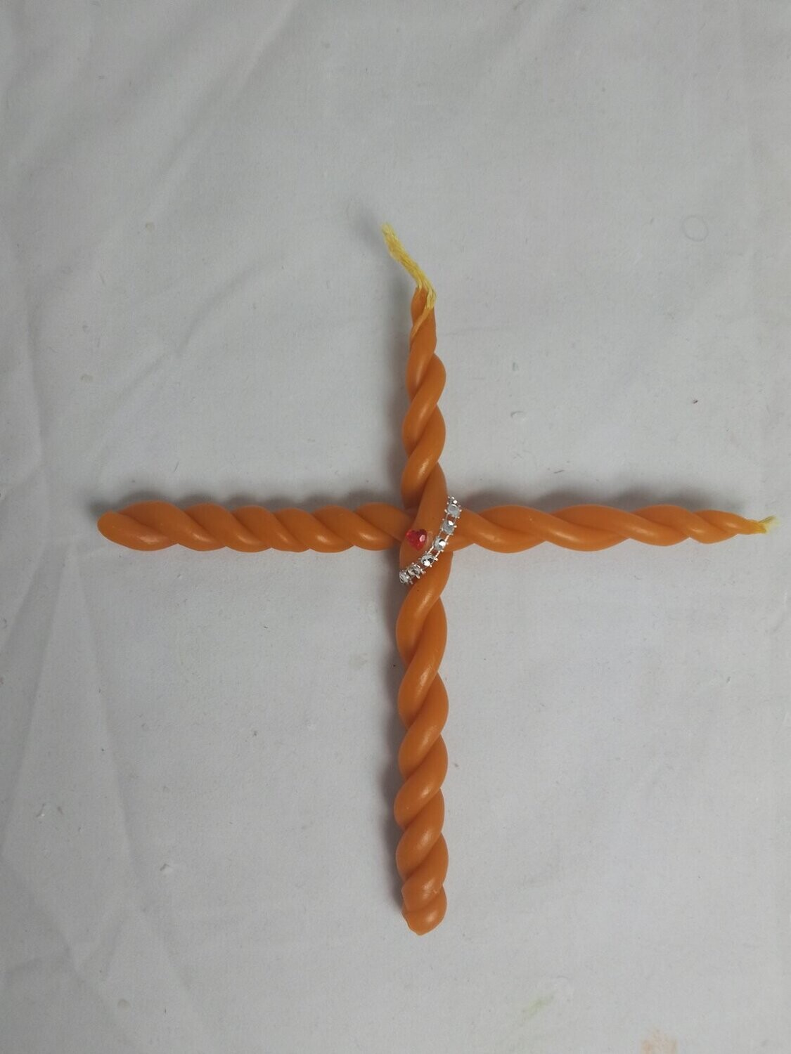 Handmade Pure beeswax knitted cross  candle