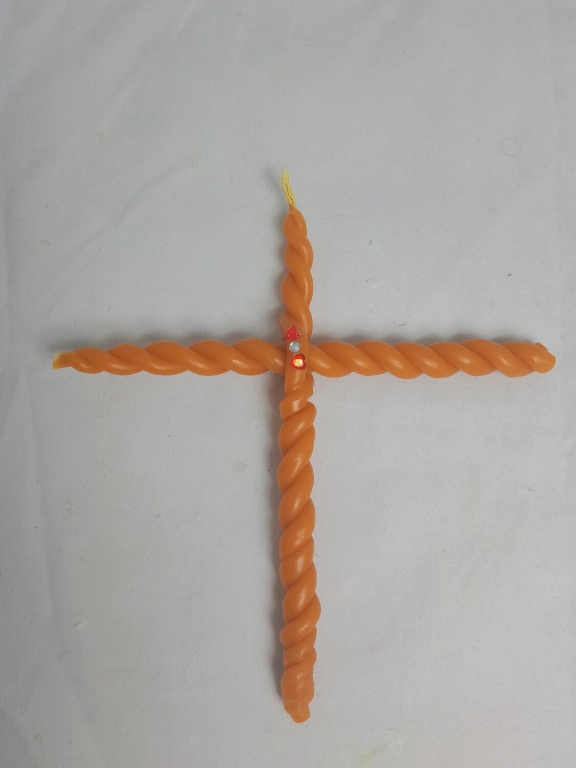 Handmade Pure beeswax knitted cross  candle