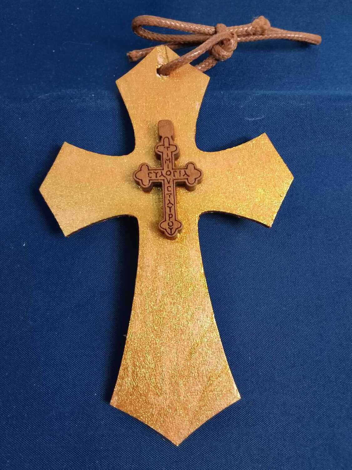 Handmade decorative wooden cross ,11x7cm