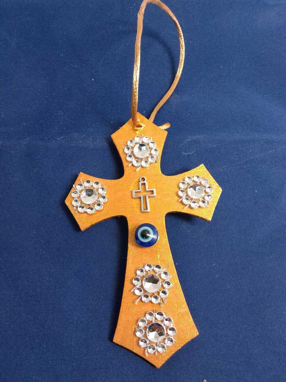 Handmade decorative wooden cross ,11x7cm