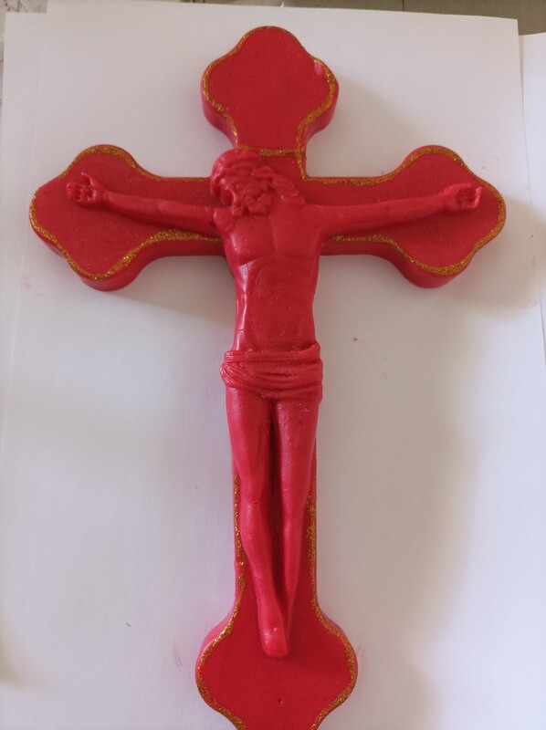 Big wax cross with golden finish
