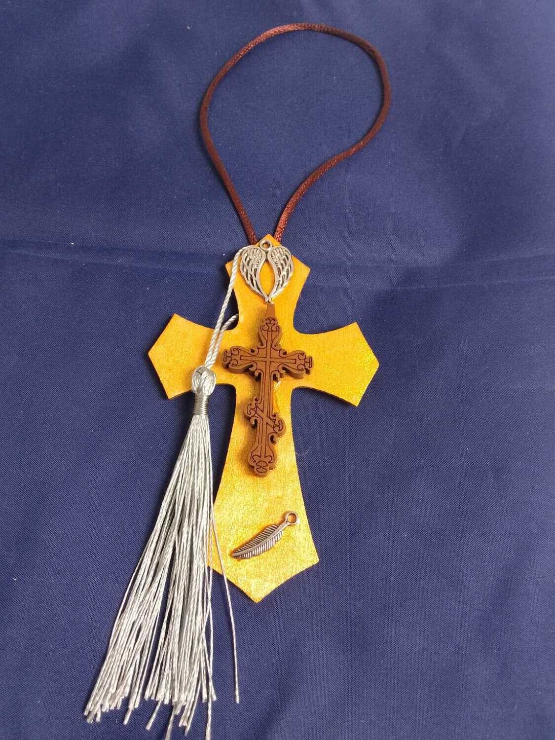 Handmade wooden cross 11x7cm