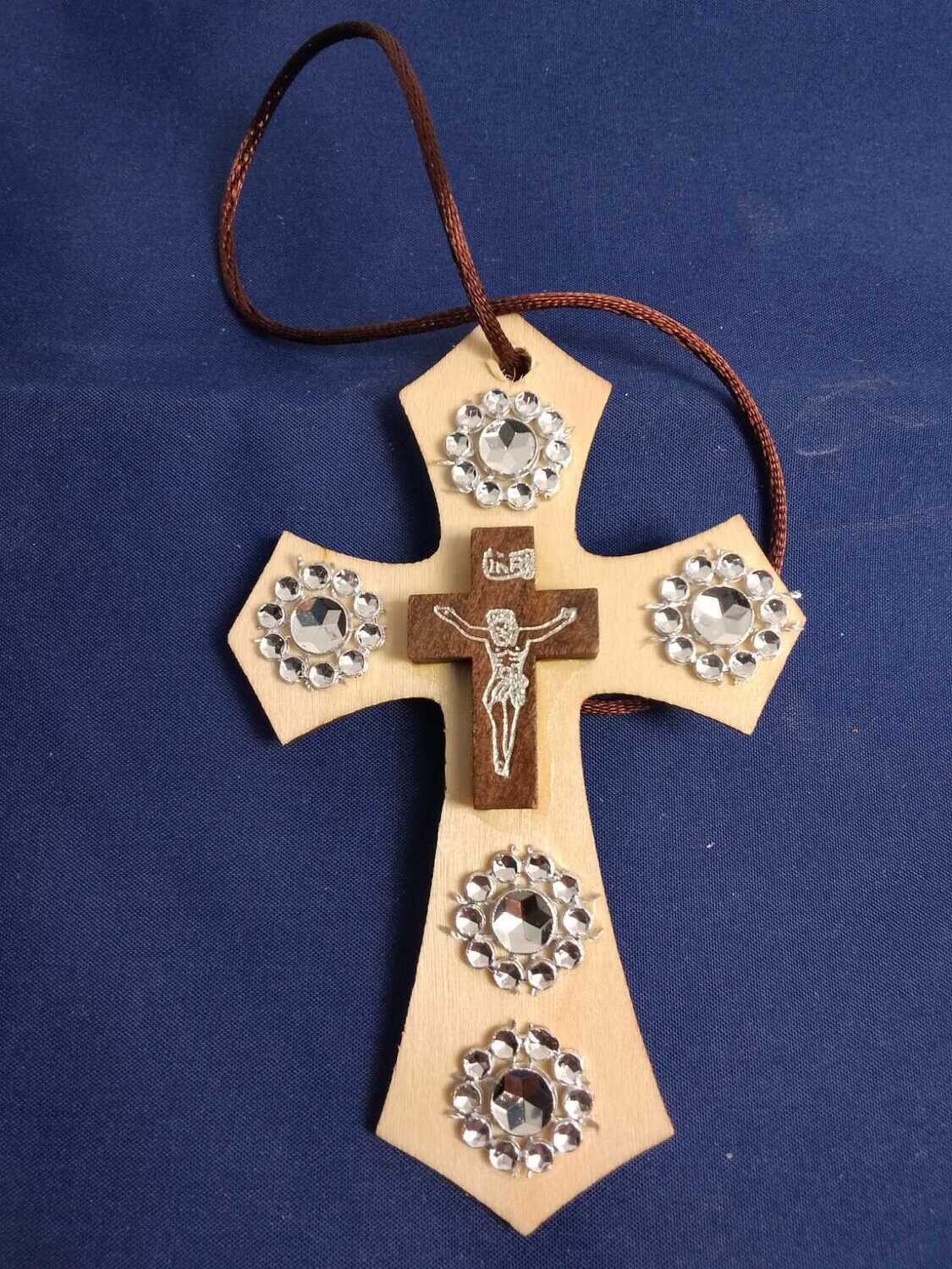 Handmade wooden cross 11x7cm