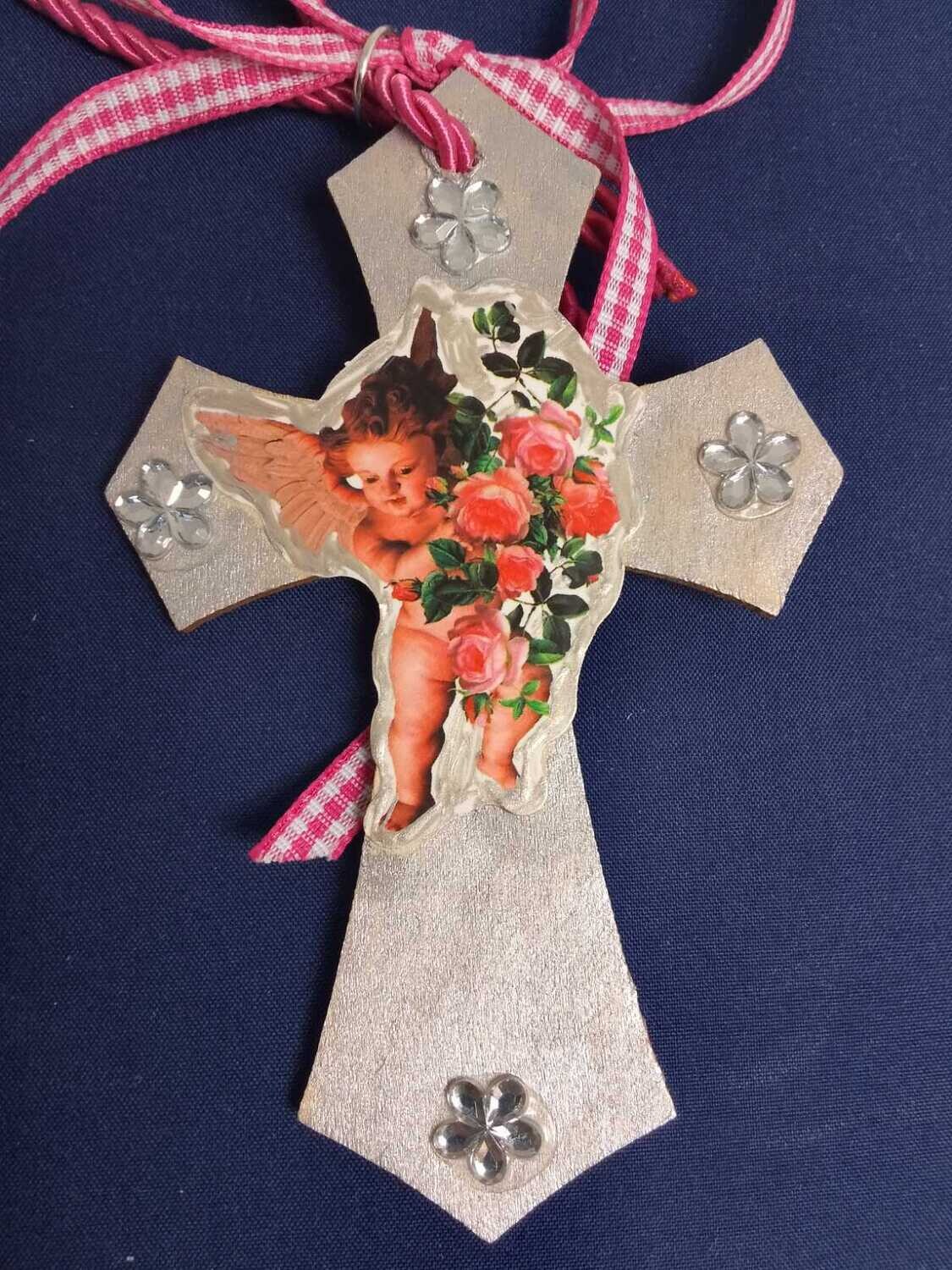 Handmade wooden cross 11x7cm