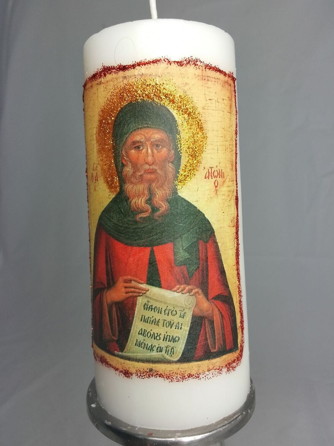 Handmade religious candle, Saint Anthony the Great