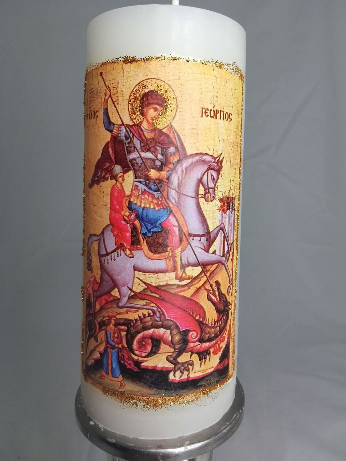 Handmade religious candle, Saint George