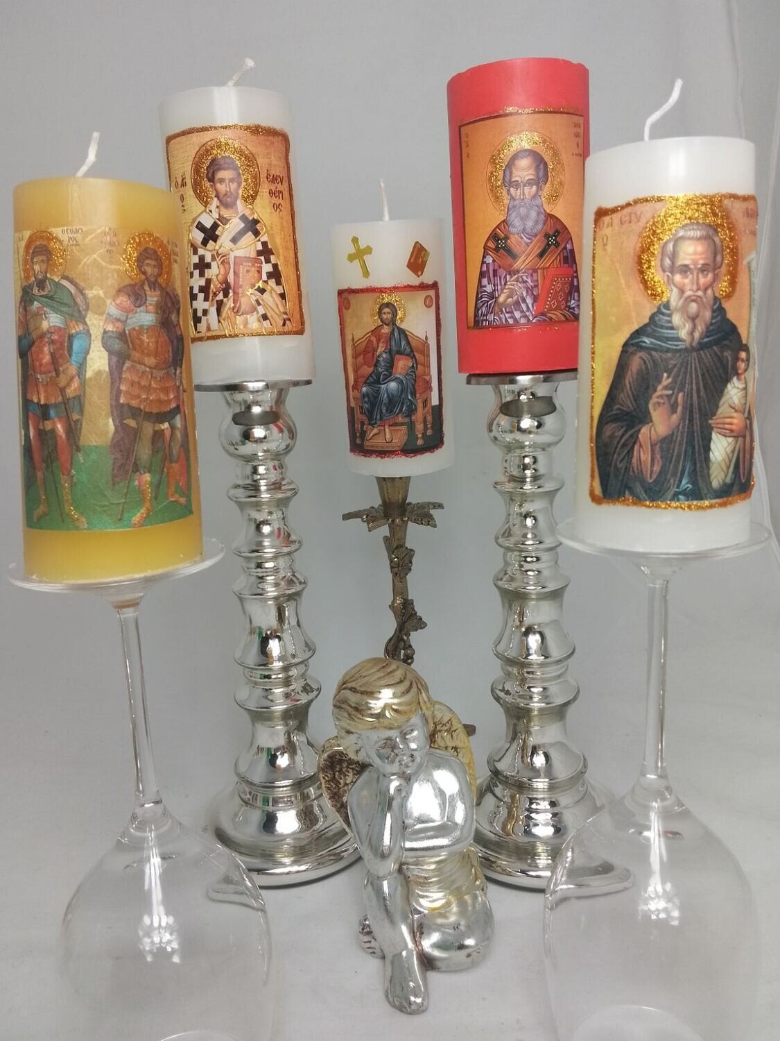 Set of 5 Handmade religious candles