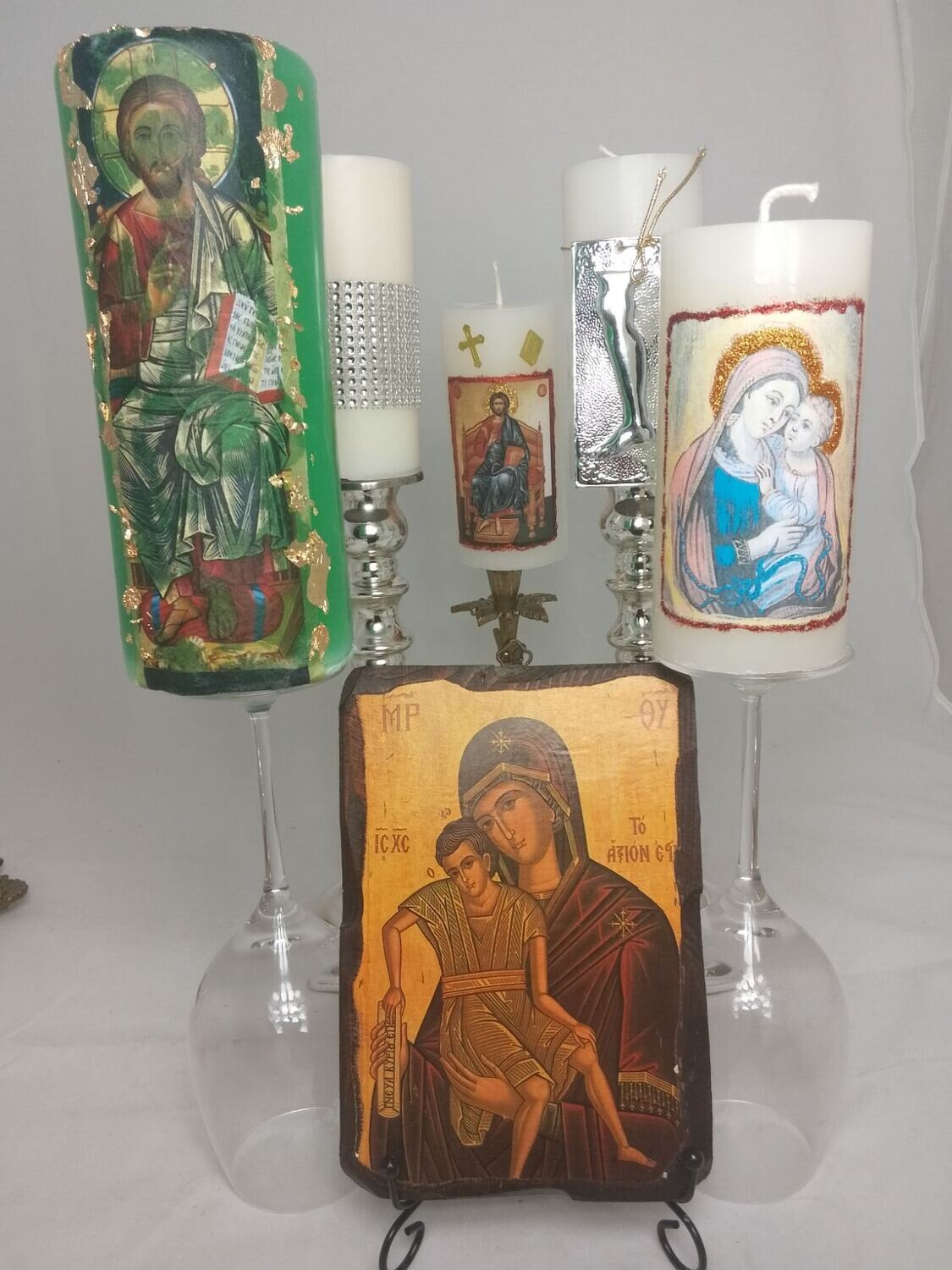 Set of 5 Handmade religious candles